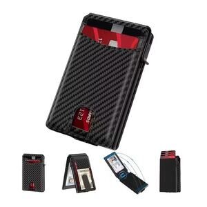 Slim CARBON FIBER Wallet with Cash Clip, Pop Up Cards ID Holder RFID Blocker